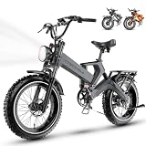 Cybervelo 1000W(Peak 2000W) Folding Electric Bike for Adults,35MPH 100Mile,48V 40Ah Removable Battery,20" x 4.0 Fat Tire Foldable Electric Bicycle,8-Speed Electric Mountain E-Bike, Commuter Ebikes