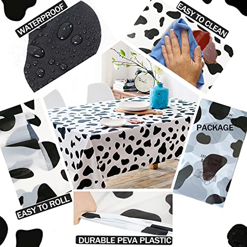 Soidhsid 3 Pack Cow Print Tablecloths 54"X108" Disposable Plastic Rectangular Table Cover For Farm Animal Theme Party Birthday Party Supplies Decorations #TOP5