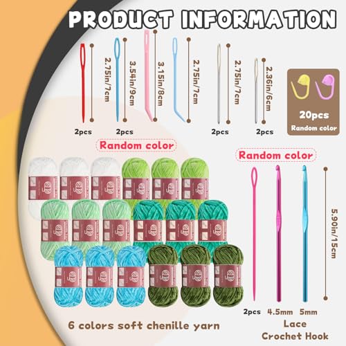 Image of Lunarm Chenille Yarn for Crocheting Knitting, 18 Pack of 100g /3.5oz Velvet Yarn Thick Soft Chunky Fluffy Weaving Plush for Blankets Clothes Pattern Creations 263 Yard(Blue Green Series)