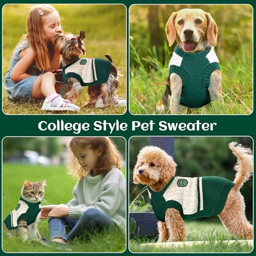 Hundepullover, Shyllin Preppy-Stil Hundepullover Winter, Katzenpullover, Geeignet für Kleine und Mittlere Hunde und Katzen, Weihnachten, Sweater Hunde (L)