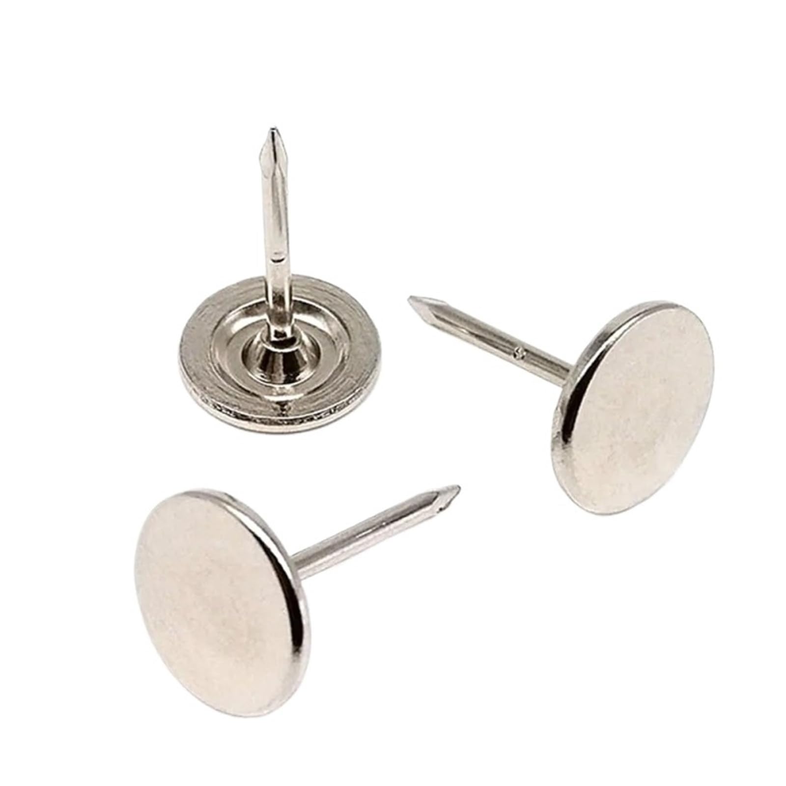 Flat Head Push Pins 50pcs Flat Head Decorative Tack Stud Pushpin Upholstery Nail For Wall Door Sofa Furniture Dia 11mm(Silver)