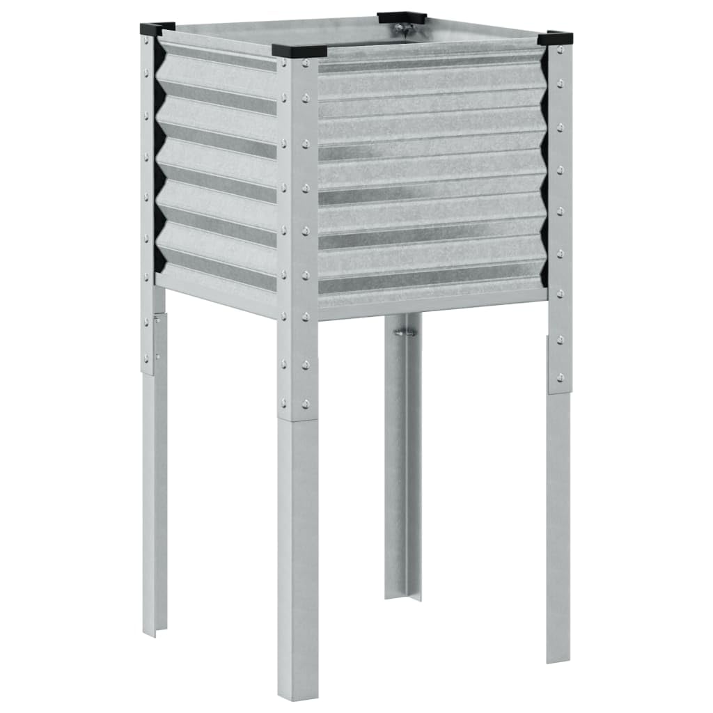 Fioriera da giardino 45x45x88 cm in acciaio zincato resistente alle intemperie per decorare balconi, patii e terrazzi con piante, fiori, erbe aromatiche e orto