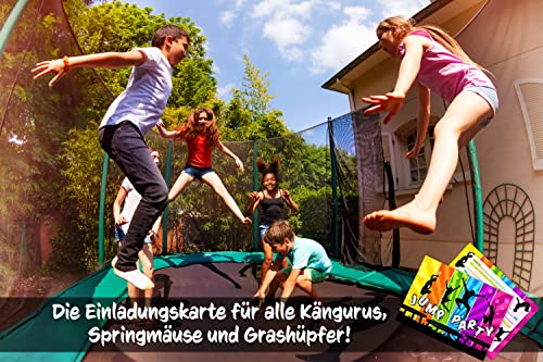 12 cartes d'invitation + enveloppes pour anniversaire d'enfant et fête - Les cartes colorées au design Jump Party sont l… - Image 6