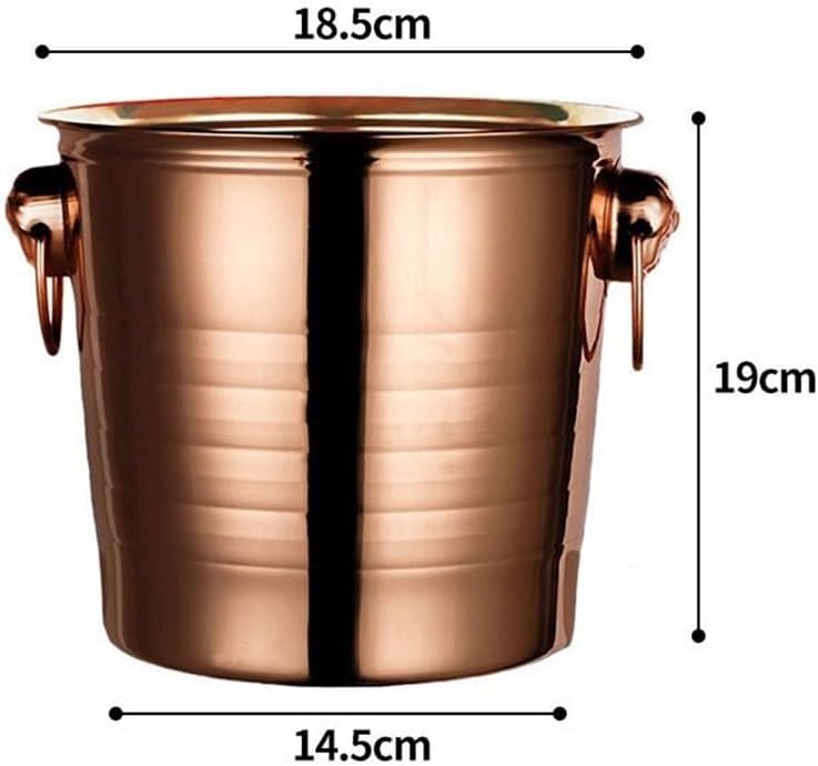Ice Bucket Thickened Stainless Steel Ice Bucket Bar Champagne Chilled Beer Wine for Cubes Drinks and Wine Cooler(Brown,Small)