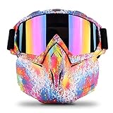 Freehawk Motorcycle Goggle Mask - Tactical Glasses with Detachable Mask for Airsoft/CS/Paintball/Skiing/Riding/Snowmobile/Cycling/Halloween/Costume Ball (Multicolor Pattern)