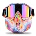 Freehawk Motorcycle Goggle Mask - Tactical Glasses with Detachable Mask for Airsoft/CS/Paintball/Skiing/Riding/Snowmobile/Cycling/Halloween/Costume Ball (Multicolor Pattern)