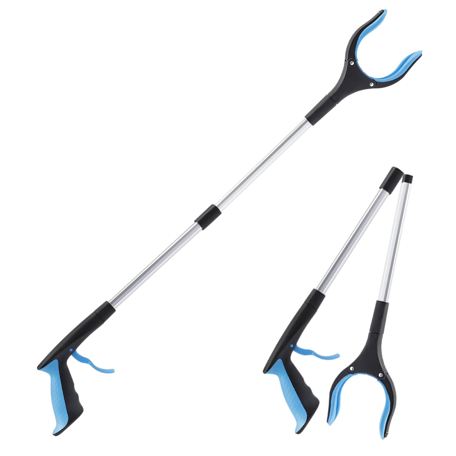 Pinza Telescopica 1 Pezzi - 109cm Pinza Raccogli Oggetti - Pinza raccogli rifiuti con Punte Magnetiche - Testa Girevole di 90° Pinza Telescopica Prendi Oggetti, Blu
