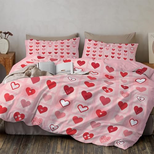 Housse de couette 3d parure de lit 220x240cm microfibre nature rose