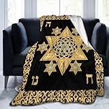 Hanukkah - Manta de franela suave y acogedora con diseño de estrella de David para sofá, cama y viajes, 50 x 40 pulgadas