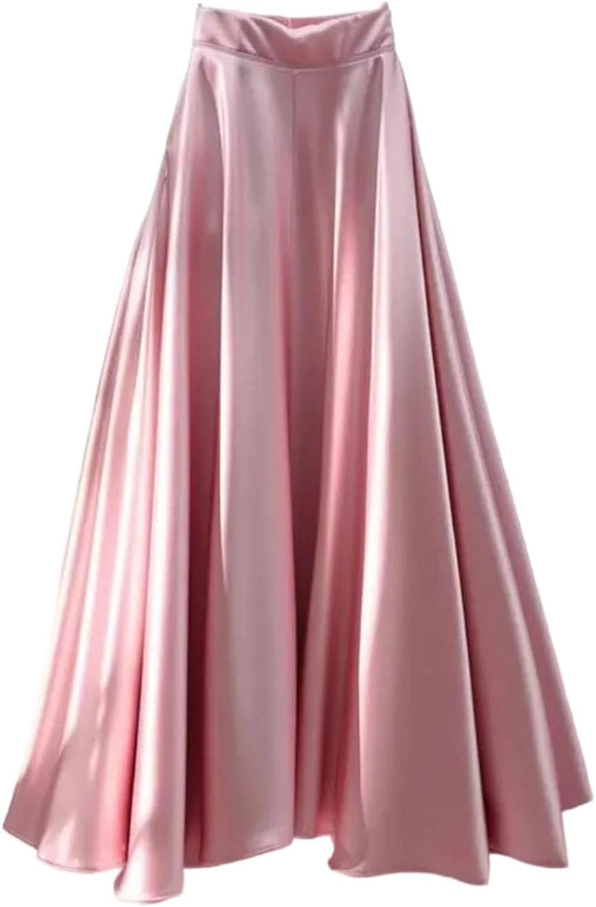 Women's Summer Elastic Waist Pleated Fashionable Versatile High Waist Mid-Length A-Line Skirt