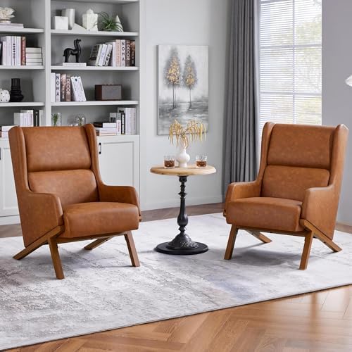 Yaheetech Accent Chairs Set of 2, Living Room Chairs, Faux Leathe...