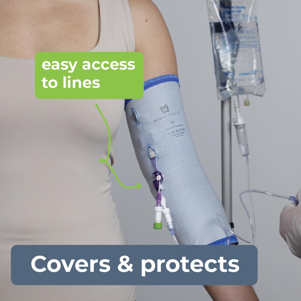 Mighty Well PICCPerfect PICC Line Cover: Cubierta de brazo de línea PICC de doble capa suave al tacto | Lavanda sólida, pequeña