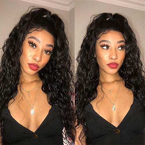 Isufer Hair Lace Front Human Hair Wig 13X6 Water Wave Frontal Wig 13 By 6 Brazilian Natural For Women Deep Part Space Natural Hairline 130% Density Glueless Pre Plucked With Baby Hair 8A Grade 24 Inch