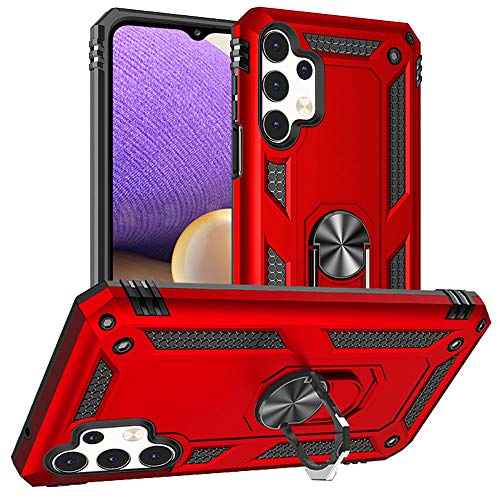 Coque Samsung A32 5G antichoc de qualité militaire avec anneau de support rouge