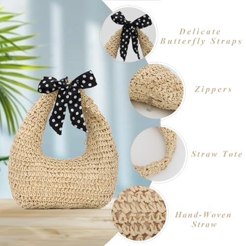 Bolso de mano de paja para mujer GOKTOW miniatura 4