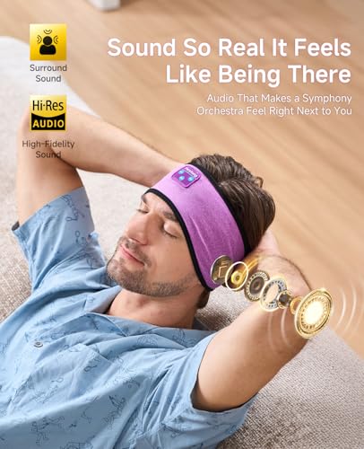 Image of Perytong Sleep Headphones Bluetooth Headband Over On Ear Bluetooth 5.4 Sleeping Earbuds Earphones, Wireless Headphones for Side Sleepers Men Women Sports, Insomnia, Yoga, Air Travel, Meditation