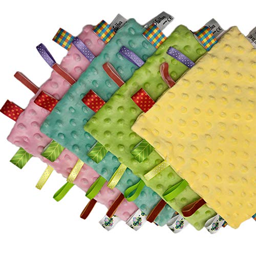 Baby Security Deken Pasgeboren Dubbelzijdige Zachte Dot Dimple Comfort Taggy Deken Kleurrijke Tags Deken Kalmerende Baby… - Image 6