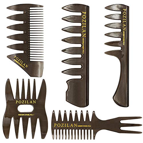 5 Pack Hair Comb Styling Set, Wide Tooth Comb Barber Hairstylist Accessories, Professional Shaping & Retro Hairstyle Teasing Wet Combs, Ideal Anti Static Hair Brush for Mens