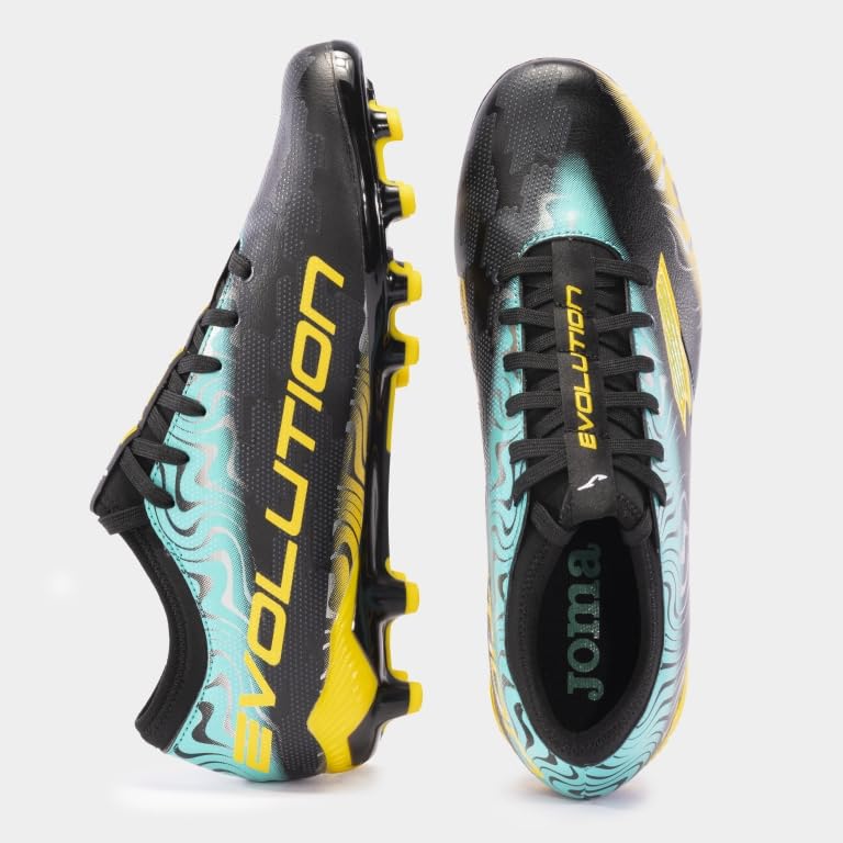 Joma Soccer Boots Firm Ground, 6.5-11 - Professional Cleats - Microfiber Upper, Chrome Sole, Heel Reinforcement, and Sock-Like Fit - Evolution Cup FG4