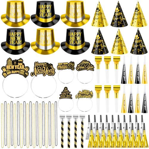 Demonwer 69 Pcs New Year's Eve Party Supplies Parper Top