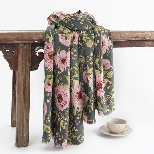 Women Warm Scarf Floral Print Long Shawl Fall Winter Soft Cashmere Feel Large Scarves Evening Dress Shawls Wrap4