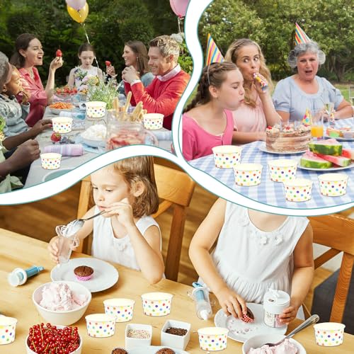 Kleemeiero 50 Stück Eisbecher aus Papier Mit 50 Stück Löffel 8oz/240ml Einweg-Kuchenbecher Eisschalen Pappe Pappschalen Dessertbechers für EIS, Dessert, Fingerfood, Joghurt