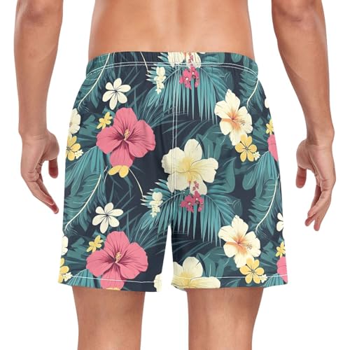 Leaf Flower Art Mens Swim Trunks with Liner, Cool Quick Dry Beach Swim Shorts, Swimwear Bathing Suits S2