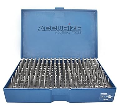 Accusize Industrial Tools 190 Pc 0.061'' to 0.250'' Plus Pin Gauge Set, Class Zz, 2'' Overall Length, P1(+)