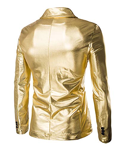 VSVO Men's Metallic 2-Piece Suit Slim Fit Blazer Jacket Pants Party Prom Set3