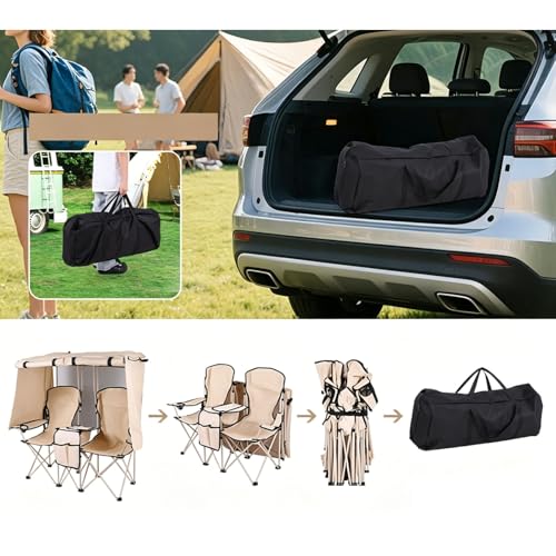 Chaise de plage double pliante avec porte-gobelets pour l'extérieur