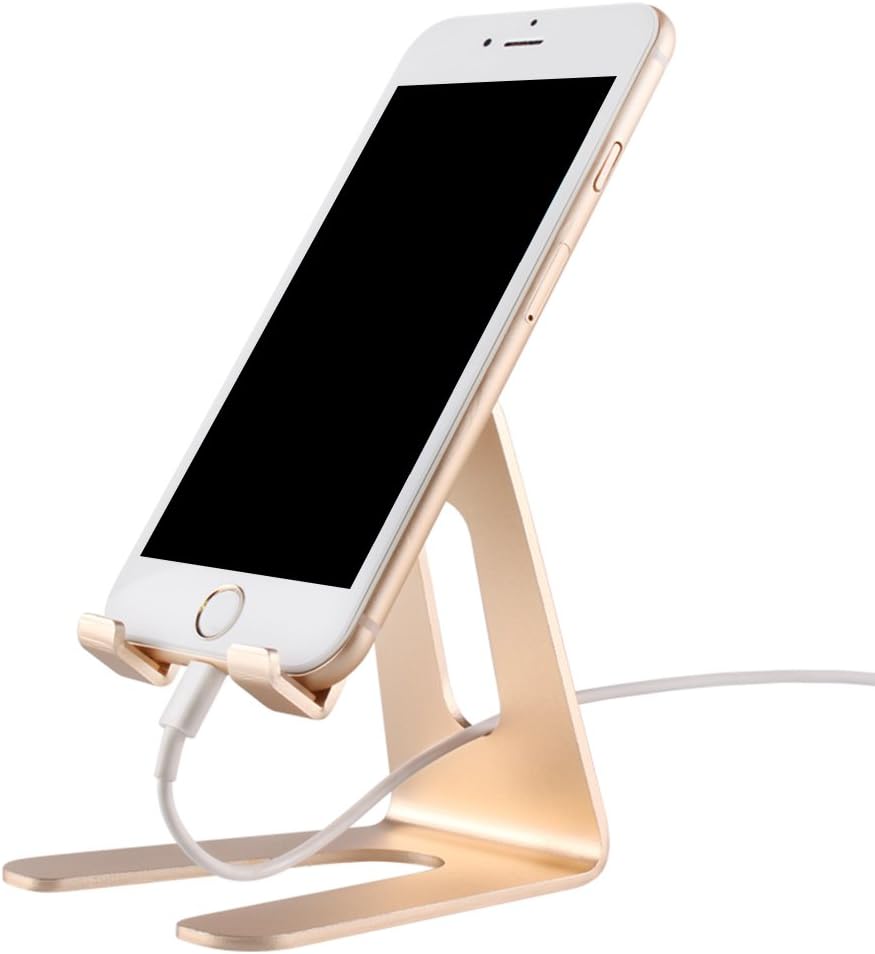 GSTEK Aluminum Universal Phone and Tablet Stand Holder with Charging Dock for iPhone, iPad, Samsung Galaxy/Tab, Kindle E-reader, Google Nexus, HTC, LG, Sony, Nokia (Solid Stand 3.5-10'' Gold)