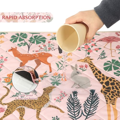 Image of IEUUMLER Washable Pee Pads for Dogs, 2 Pack Forest Pattern Reusable Waterproof Puppy Pads, Non-Slip Super Absorbent Dog Training Pad for Playpen Crate Bed EU013 Pink Jungle, 36x31