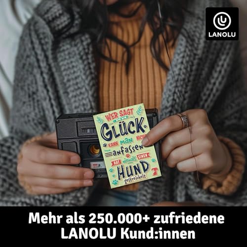 LANOLU Kühlschrankmagnete lustig- Glück Hund gestreichelt - Geschenke für Hunde-Liebhaber- lustige Magnete mit Sprüchen und witzigen Motiven 8x5,5cm