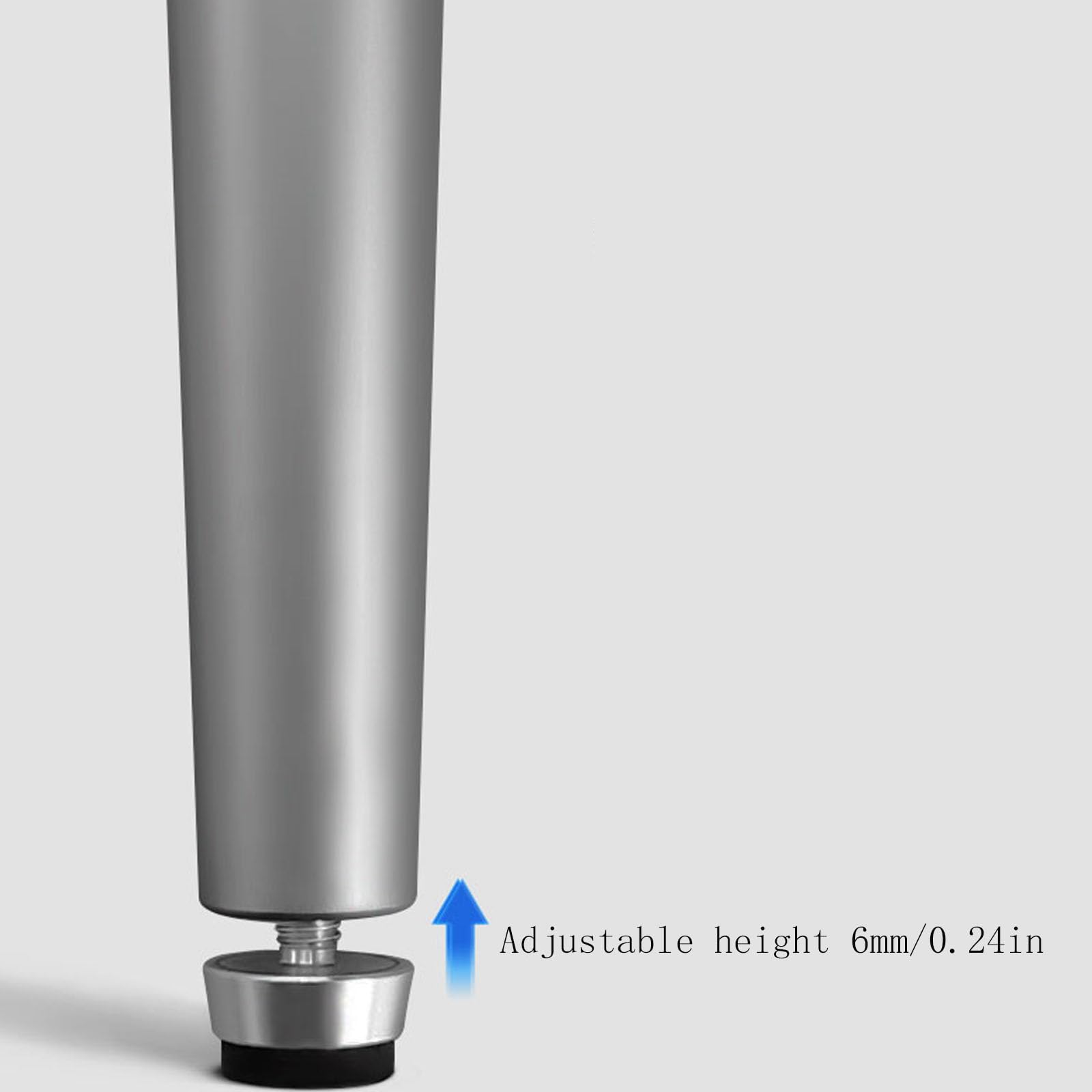 Zestaw regulowanych metalowych nóżek meblowych, 4 stożkowe nóżki do szafek, podpórka do sofy, pogrubione wymienne nogi do szafki, stołu, krzesła, sofy, stopki meblowe DIY, 10 cali, szare