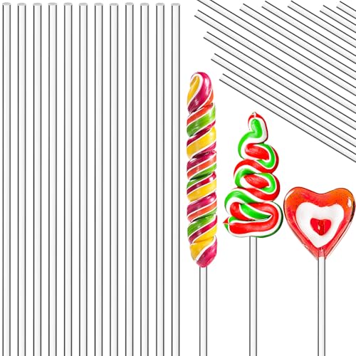 Vicenpal 120 Pcs 8 Inch Clear Acrylic Rods 1/8 Inch Diameter Acrylic Dowel Rods Round Plastic Strip Cake Topper Sticks for DIY Crafts Party Decorations Gardening