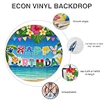 Allenjoy Summer Beach Blue Cartoon Birthday Party Supplies Sets - 1pc 59" x 35" Backdrop, 2pcs Paper Headwear, 8pcs Photo Booth Props - Image 3