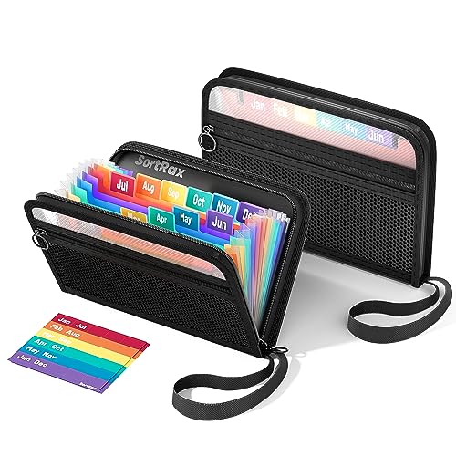 SortRax 2-Pack Receipt Coupon Organizer, 8 x 5.3 Accordion File Organizer