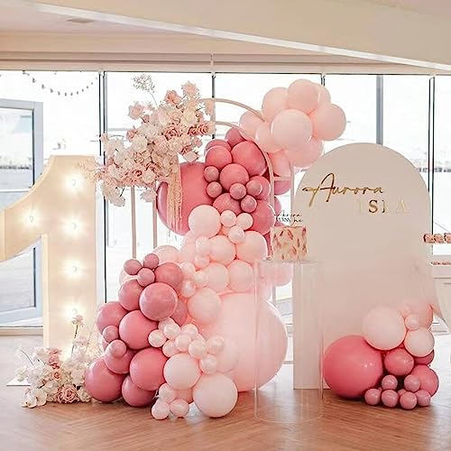 Image of 412pcs Pastel Pink Balloon Garland Arch Kit 18 12 10 5 Inch Different Sizes Light Pink Latex Balloons for Baby Shower Birthday Happy Gender Reveal Party Decoration