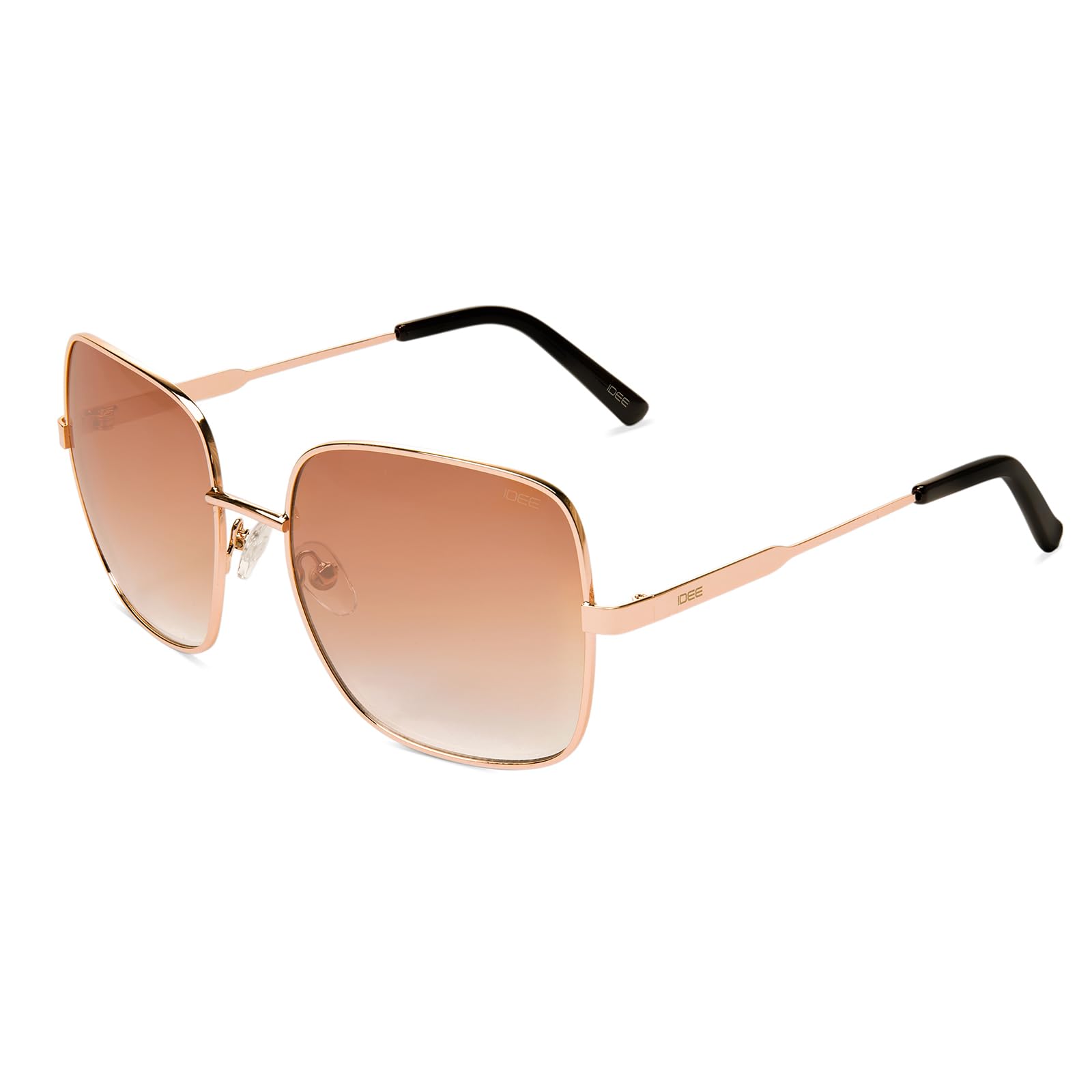 100% UV protected sunglasses | Gradient | Large | Full Rim | Women | Square | Frame: Gold | Lens: Brown-image-30