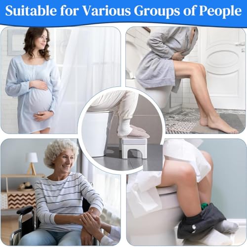 Image of A to Z Hub Polypropylene (PP) Perfect Posture Bathroom Toilet Step Stool with Massage Rollers, 18 cm Height, Foldable Design, (Grey and Black) (Black)