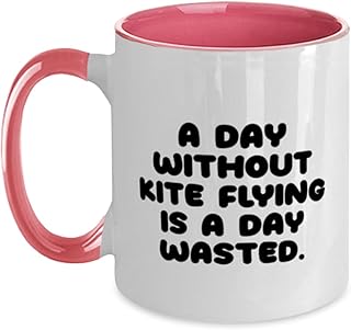 A Day Without Kite Flying is a Day Wasted. Kite Flying Two Tone 11oz Mug, Best Kite Flying Gifts, Cup For Friends from Friends, Kite flying gear, Kite flying accessories, Kite flying supplies, Kite