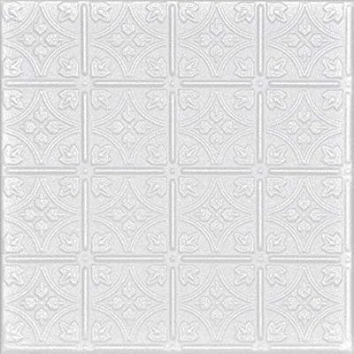 A la Maison Ceilings R125 Emma's Flowers Foam Glue-up Ceiling Tile (21.6 sq. ft./Case), Pack of 8, White