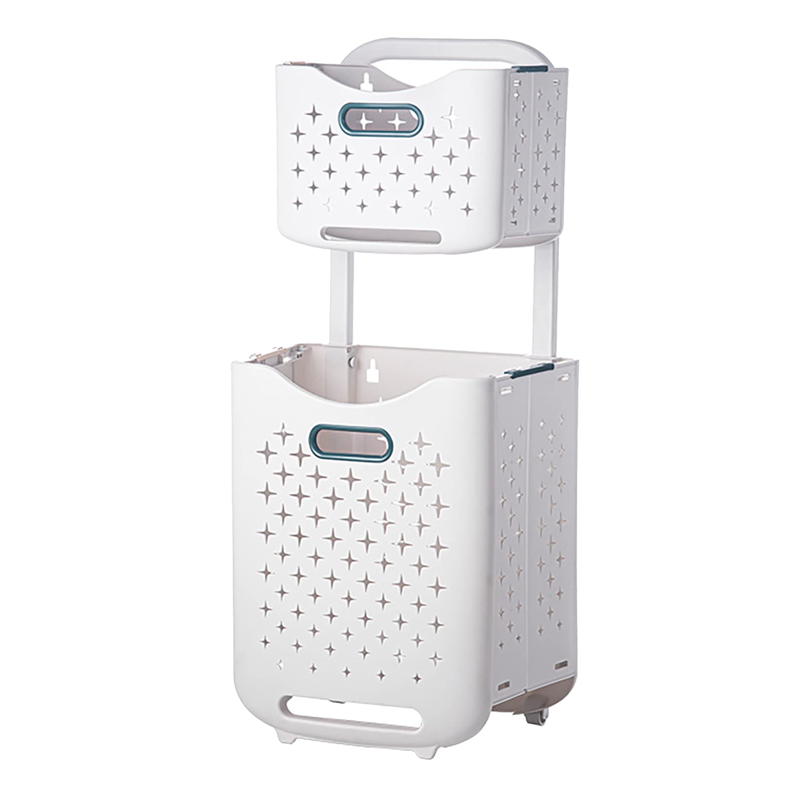 Cesto Portabiancheria Pieghevole Organizzatore di Stoccaggio Pieghevole Portatile per Casa e Hotel Materiale PP Impermeabile di Grande capacità (Combinazione Blu Mare)