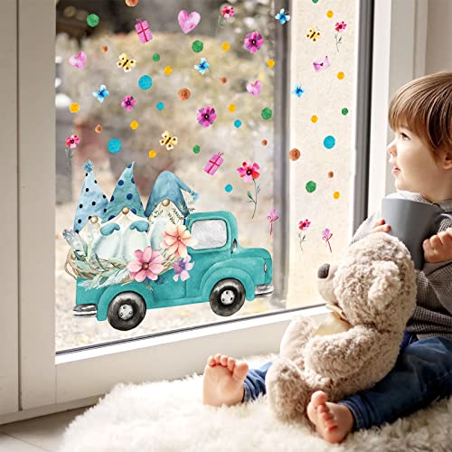 WandSticker4U®- Stickers fenêtre noël LUTIN dans la VOITURE électrostatique I réutilisable autocollants fenêtres stickers vitre fleurs papillons chambre enfant fille garçon hiver décoration