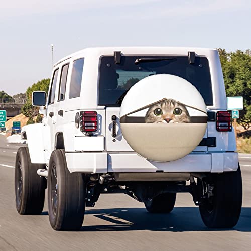 Image of Funny Cat Spare Tire Cover Dust-Proof Wheel Tire Cover Fit Trailer, RV, SUV and Many Vehicle 17 Inch