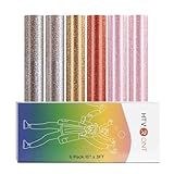 HTVRONT Glitter HTV Vinyl Bundle- 6 Pack 10” x 3ft Glitter Iron On Vinyl Bundle for All Cutting Machines, Glitter Heat Transfer Vinyl Rolls for T Shirts - Easy to Cut & Weed for Heat Vinyl Design