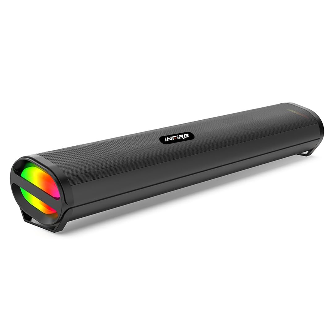iNFiRe FireBar 50 | 50W Bluetooth Soundbar | RGB Lights | BT v5.4 | AUX/USB/TF | 6H Playback | Type-C Charging | Passive Radiator | Built-in Mic (Black)-image-30