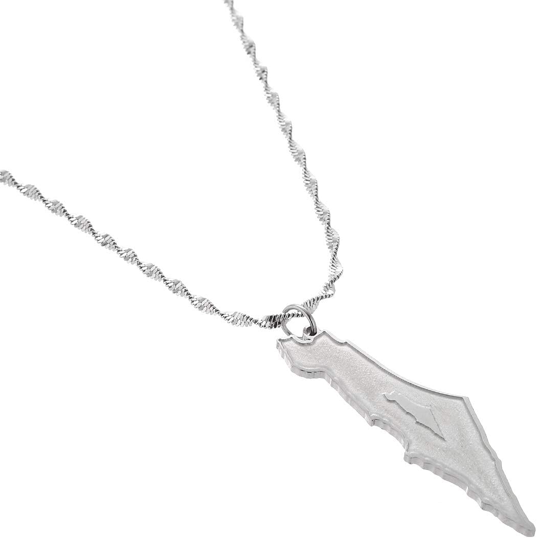 Stainless Steel Israel and Palestine Map Pendant Necklaces Palestine Map Jewelry Gifts - Image 2