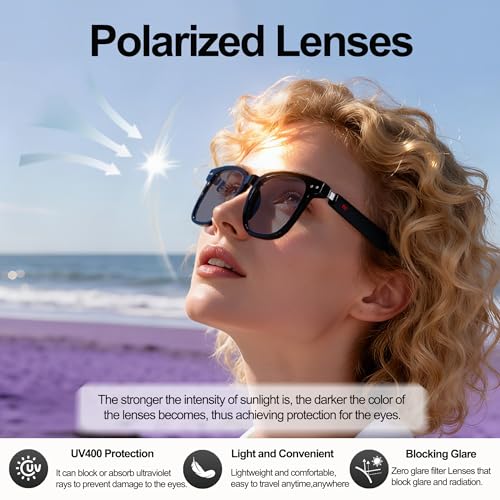 AI Smart Wireless Bluetooth Translation Glasses for Men/Women with Speakers/Bluetooth&140+ Languages Translation Sports/Travel/Drive/Busniess (C1+AI+Color Change Lenses+Black) - Image 6