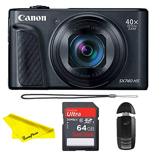 Canon PowerShot SX740 HS Digital Camera (Black) - Buzz-Photo Accessories Bundle